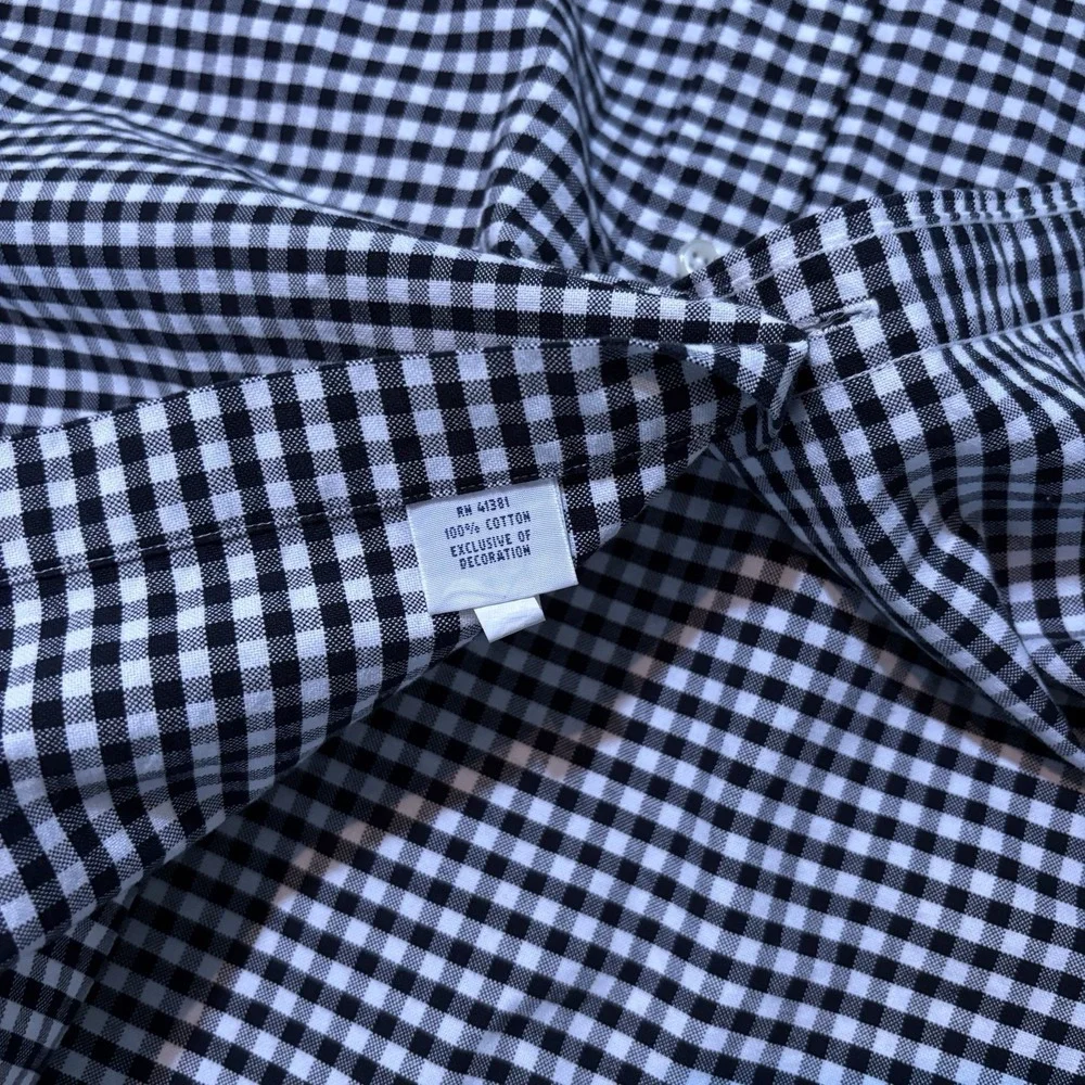 Polo Ralph Lauren Shirt Mens XL Black Classic Fit Gingham Oxford OCBD